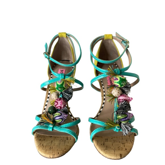 Betsey Johnson Rudey Strappy Heeled Sandals Multi-Color Polka Dot Size 7 - Picture 2 of 7